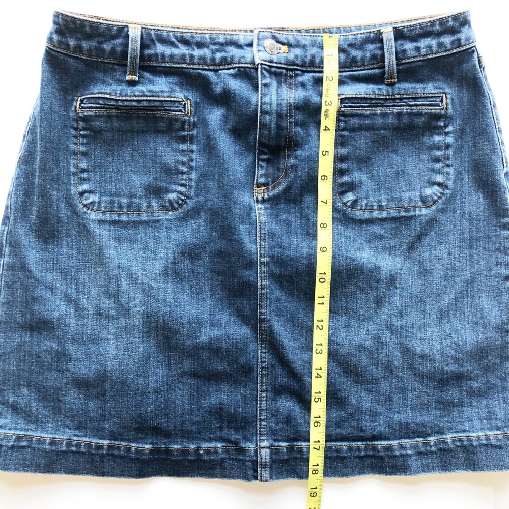 Talbots Skirt Womens 14 Petite Dark Wash Denim Mini Patch Pocket - Picture 7 of 7